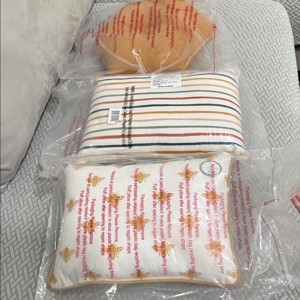 Set of Three Honeycomb Decorative Pillows